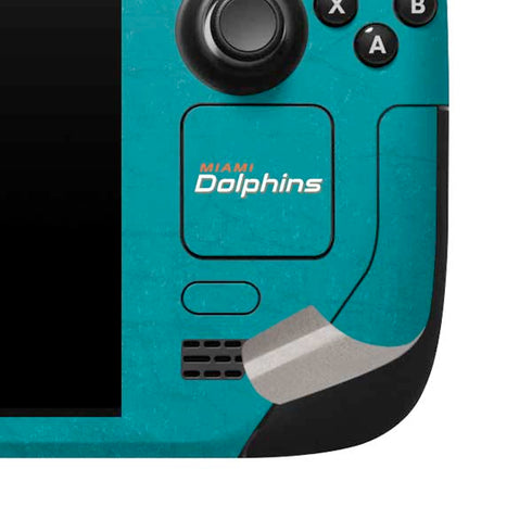 NFL Miami Dolphins Distressed- Aqua Steam Deck Handheld Gaming Computer Skin